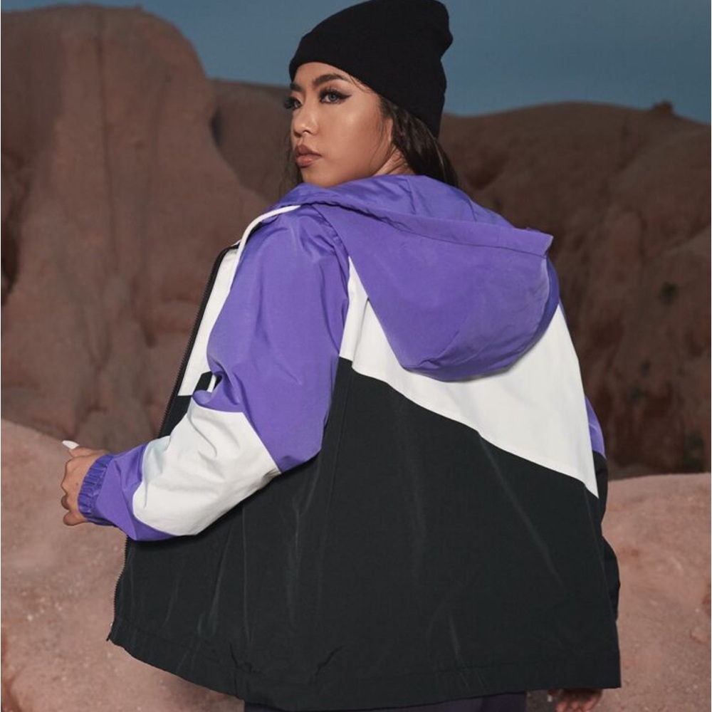 Colorblock Drawstring Zipper Windbreaker Jacket - Picture 3 of 6
